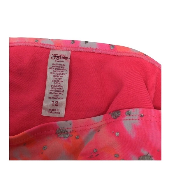 #025 Justice ruffle pink& silver sparkly bikini Swimsuit - Picture 9 of 12